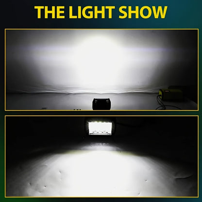 LED Light Bar Offroad Kit – 2x 10 Inch LED Light Bars + 4x 4 Inch Spot Lights for Jeep Truck SUV 4x4 Off-Road Driving, Waterproof Bright White Work Lights, Easy Install (Battery Not Included)