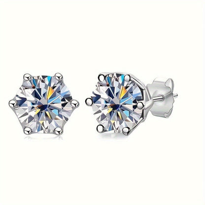 925 Sterling Silver Mozambique Garnet Stud Earrings 1 Carat Pair - Hip Hop Rock Style Unisex Couple Earrings for Men Women, Wedding Birthday Anniversary Mother's Day Gift, 1.39g Lightweight