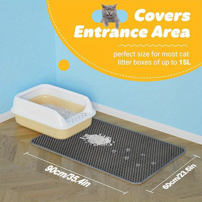 Cat Litter Trapping Mat Extra Large Double Layer Honeycomb Non-Slip Washable for Litter Box & Kennel