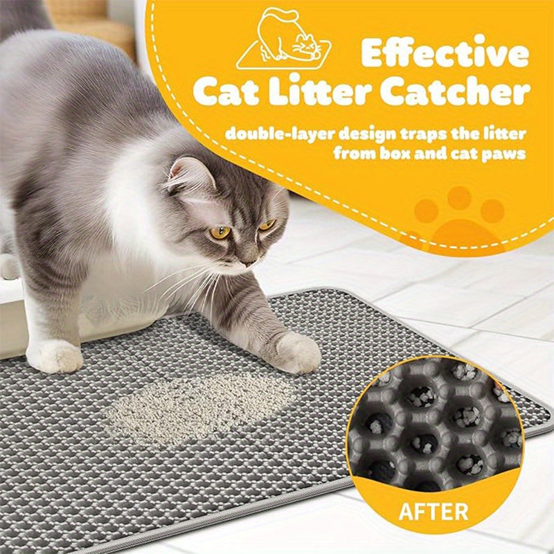 Cat Litter Trapping Mat Extra Large Double Layer Honeycomb Non-Slip Washable for Litter Box & Kennel