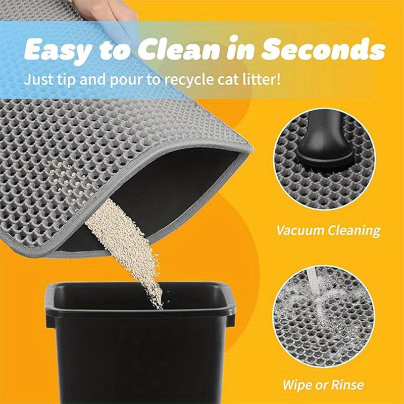 Cat Litter Trapping Mat Extra Large Double Layer Honeycomb Non-Slip Washable for Litter Box & Kennel