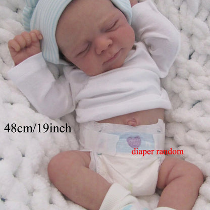 Realistic Reborn Baby Girl Doll 19 Inch 48cm Soft Vinyl 3D Painted Skin Visible Veins Implanted Lashes Movable Limbs Bath Safe Includes Clothes Pacifier Bottle - Gift for Children Collectors