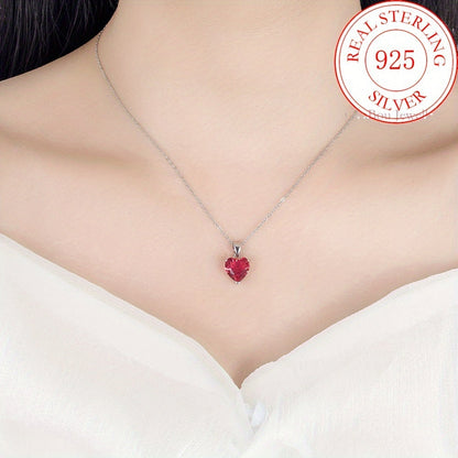 925 Sterling Silver Heart-Shaped Cubic Zirconia Jewelry Set for Women – 3 Piece Necklace Ring and Earrings Trio, Romantic CZ Gift Set for Anniversary Valentine’s Day Birthday, Available in 4 Colors