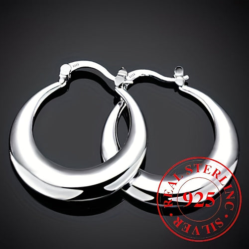 925 Sterling Silver Hoop Earrings for Women – Shiny Hypoallergenic Elegant Huggie Hoops, Glossy Finish Earrings for Daily Wear, Party & Special Occasions, Lightweight Sexy Silver Jewelry Gift