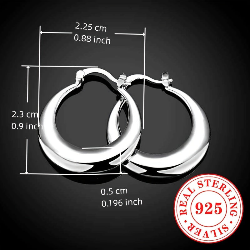 925 Sterling Silver Hoop Earrings for Women – Shiny Hypoallergenic Elegant Huggie Hoops, Glossy Finish Earrings for Daily Wear, Party & Special Occasions, Lightweight Sexy Silver Jewelry Gift