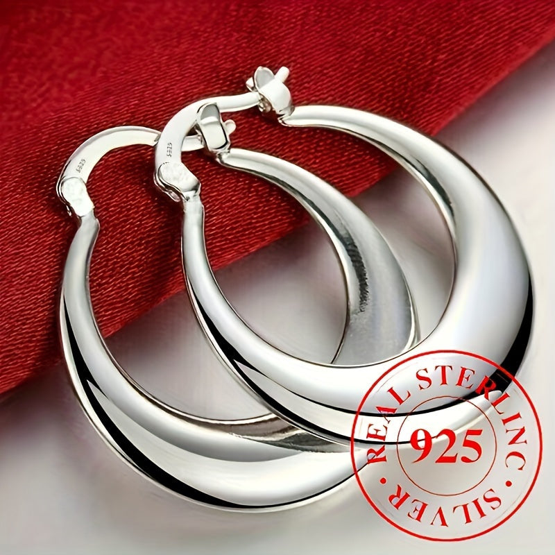 925 Sterling Silver Hoop Earrings for Women – Shiny Hypoallergenic Elegant Huggie Hoops, Glossy Finish Earrings for Daily Wear, Party & Special Occasions, Lightweight Sexy Silver Jewelry Gift