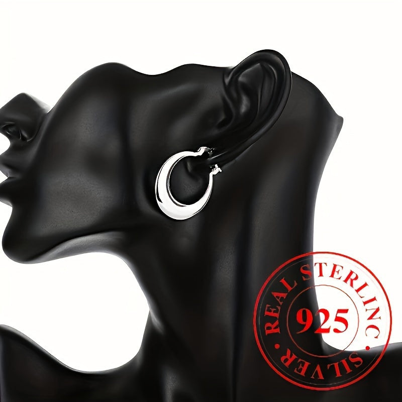 925 Sterling Silver Hoop Earrings for Women – Shiny Hypoallergenic Elegant Huggie Hoops, Glossy Finish Earrings for Daily Wear, Party & Special Occasions, Lightweight Sexy Silver Jewelry Gift