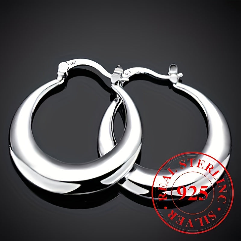 925 Sterling Silver Hoop Earrings for Women – Shiny Hypoallergenic Elegant Huggie Hoops, Glossy Finish Earrings for Daily Wear, Party & Special Occasions, Lightweight Sexy Silver Jewelry Gift