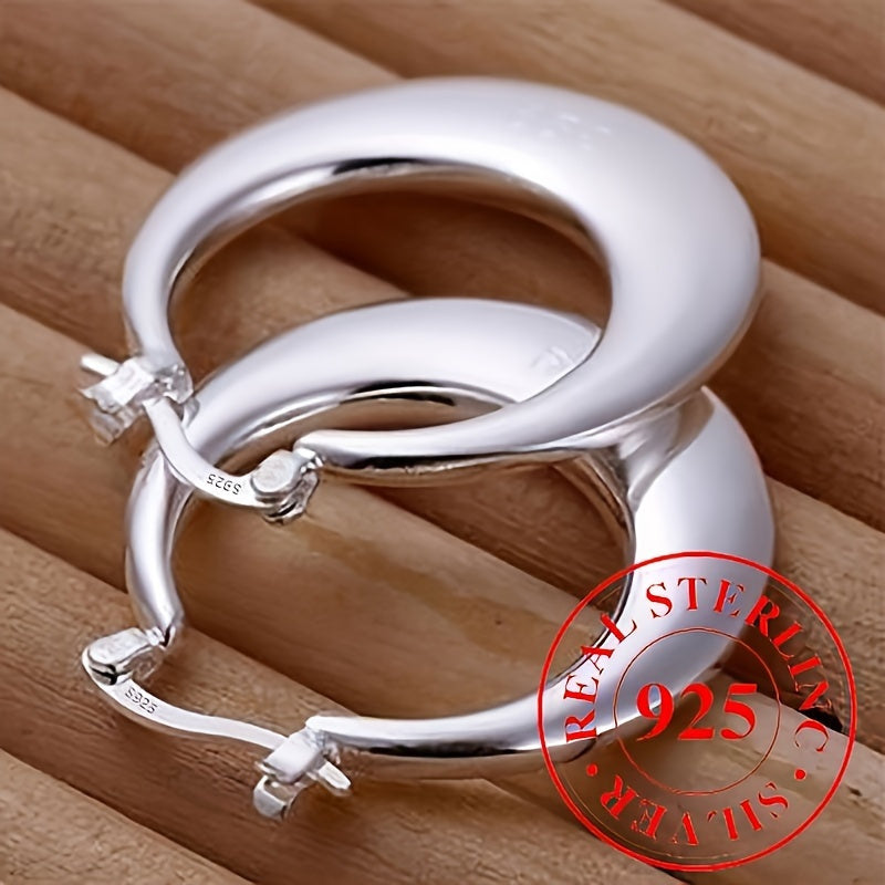 925 Sterling Silver Hoop Earrings for Women – Shiny Hypoallergenic Elegant Huggie Hoops, Glossy Finish Earrings for Daily Wear, Party & Special Occasions, Lightweight Sexy Silver Jewelry Gift