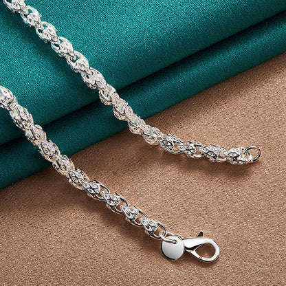 925 Sterling Silver Bamboo Chain Necklace 24 Inch – Nickel-Free, Anti-Allergic, Lightweight 6g, Unisex Fashion Jewelry – Perfect Gift for Men & Women