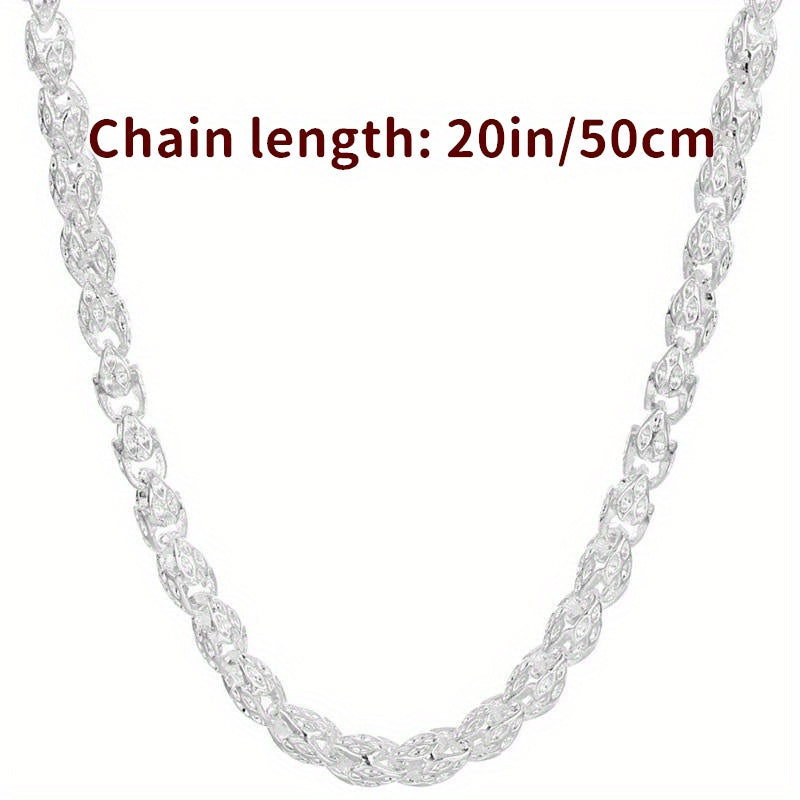 925 Sterling Silver Bamboo Chain Necklace 24 Inch – Nickel-Free, Anti-Allergic, Lightweight 6g, Unisex Fashion Jewelry – Perfect Gift for Men & Women