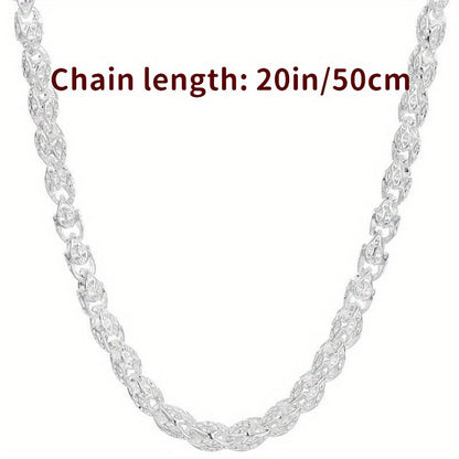 925 Sterling Silver Bamboo Chain Necklace 24 Inch – Nickel-Free, Anti-Allergic, Lightweight 6g, Unisex Fashion Jewelry – Perfect Gift for Men & Women