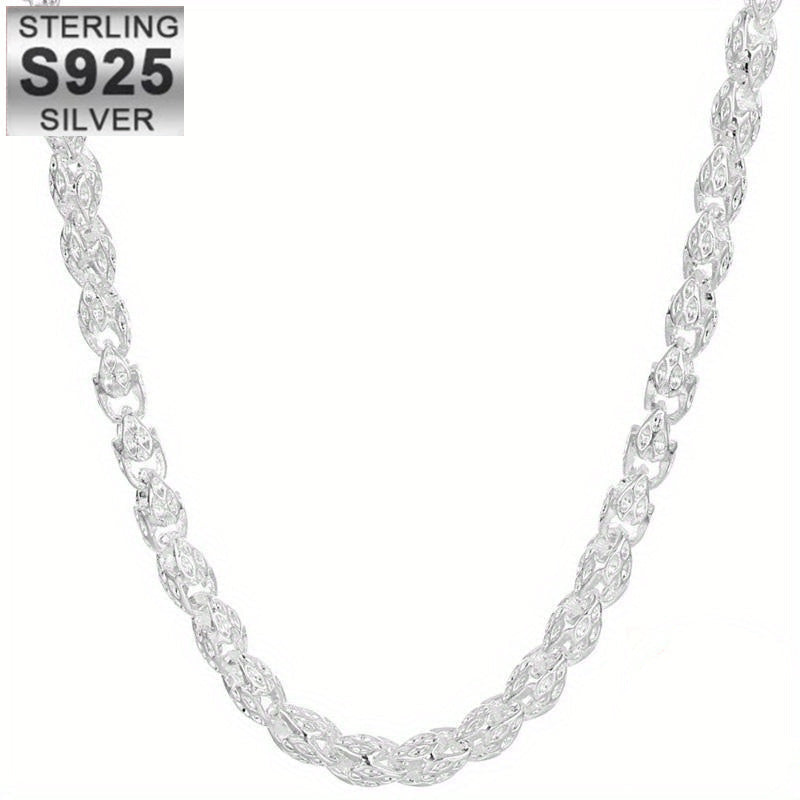 925 Sterling Silver Bamboo Chain Necklace 24 Inch – Nickel-Free, Anti-Allergic, Lightweight 6g, Unisex Fashion Jewelry – Perfect Gift for Men & Women