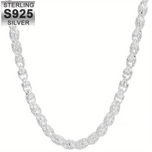 925 Sterling Silver Bamboo Chain Necklace 24 Inch – Nickel-Free, Anti-Allergic, Lightweight 6g, Unisex Fashion Jewelry – Perfect Gift for Men & Women
