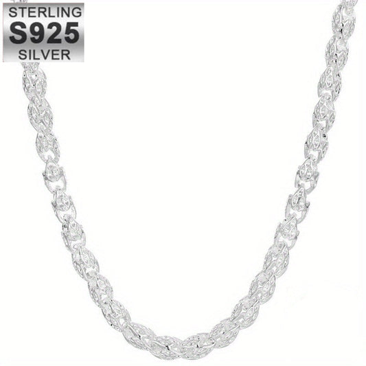 925 Sterling Silver Bamboo Chain Necklace 24 Inch – Nickel-Free, Anti-Allergic, Lightweight 6g, Unisex Fashion Jewelry – Perfect Gift for Men & Women