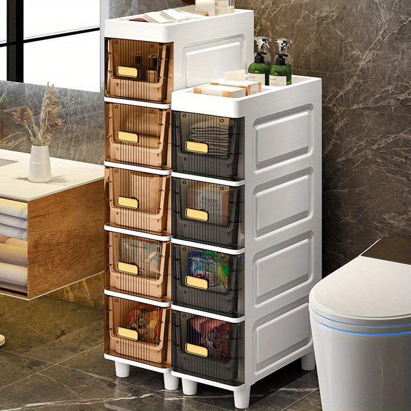 Slim Rolling Storage Cabinet with Drawers and Wheels Waterproof PP Organizer 3 4 5 6 Tier for Bathroom Kitchen Bedroom Small Spaces – Narrow Drawer Unit