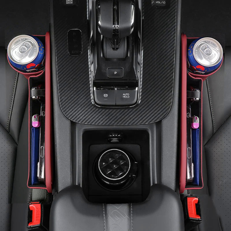 Car Seat Gap Filler Organizer with Gear Shift Cover – PU Leather, Multifunctional Storage Box for Phone, Keys, Cards, Cups & Wallet, Easy Install, Fits All Cars