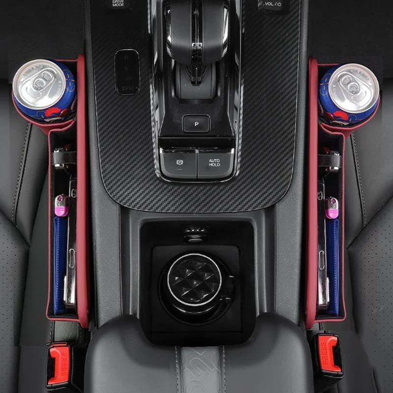 Car Seat Gap Filler Organizer with Gear Shift Cover – PU Leather, Multifunctional Storage Box for Phone, Keys, Cards, Cups & Wallet, Easy Install, Fits All Cars