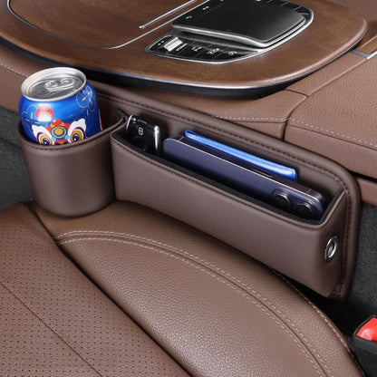 Car Seat Gap Filler Organizer with Gear Shift Cover – PU Leather, Multifunctional Storage Box for Phone, Keys, Cards, Cups & Wallet, Easy Install, Fits All Cars