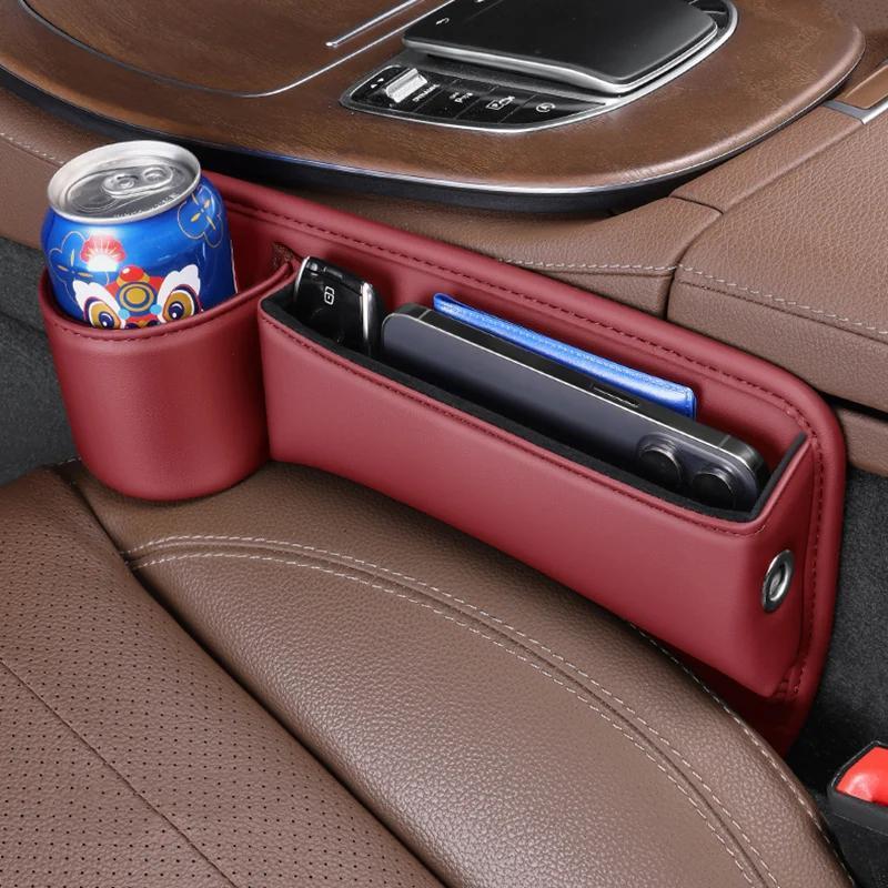 Car Seat Gap Filler Organizer with Gear Shift Cover – PU Leather, Multifunctional Storage Box for Phone, Keys, Cards, Cups & Wallet, Easy Install, Fits All Cars