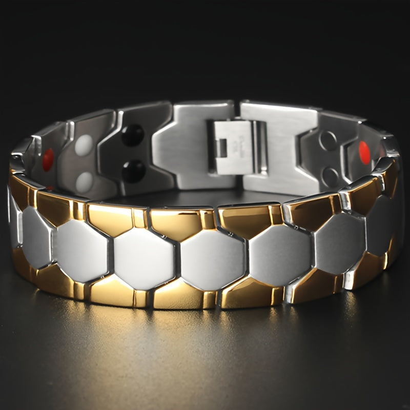 Men's Titanium Steel Spherical Magnetic Bracelet – Stylish Minimalist Wristband for Men, Perfect Father's Day Gift in Black Silver Gold