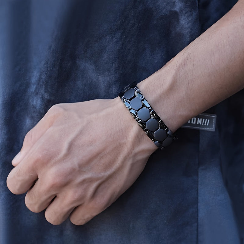 Men's Titanium Steel Spherical Magnetic Bracelet – Stylish Minimalist Wristband for Men, Perfect Father's Day Gift in Black Silver Gold