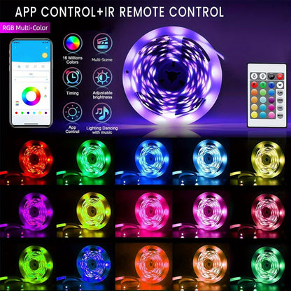 RGB LED Strip Lights Music Sync, 25FT 50FT 60FT 65FT 100FT Color Changing LED Lights with Remote & Smart APP Control, USB Powered, Bedroom Gaming Room Party Halloween Christmas Home Decoration