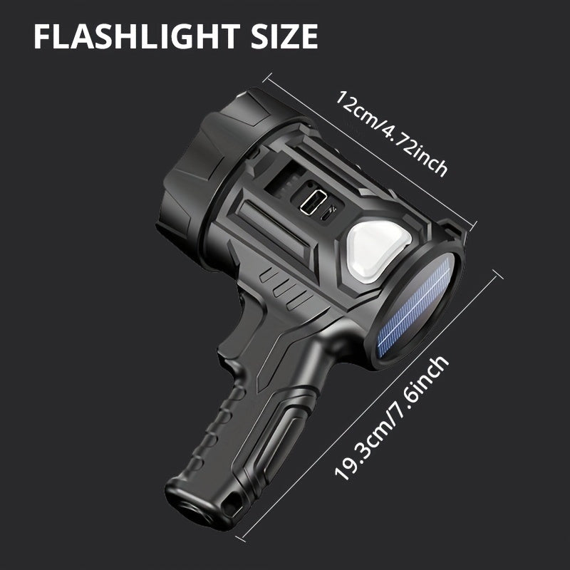 Rechargeable LED Spotlight Flashlight 2000 Lumens – 6 Modes & 3 Color Filters, 200M Range Handheld Searchlight with USB Cable for Boating Hunting Camping Hiking Emergency Home Lighting