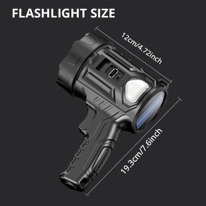 Rechargeable LED Spotlight Flashlight 2000 Lumens – 6 Modes & 3 Color Filters, 200M Range Handheld Searchlight with USB Cable for Boating Hunting Camping Hiking Emergency Home Lighting