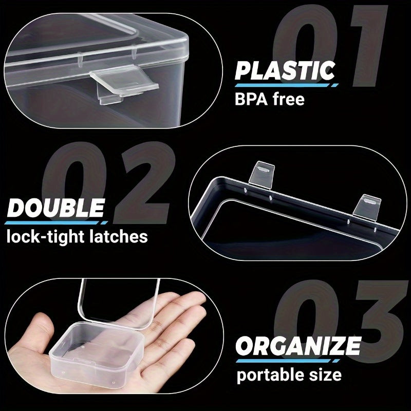 Bead Organizer Kit 30pcs Transparent Plastic Storage Boxes with Flip Lids for Jewelry Making, Beading, Craft Supplies, Small Parts & DIY Projects – Rectangular Stackable Containers