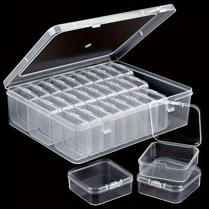 Bead Organizer Kit 30pcs Transparent Plastic Storage Boxes with Flip Lids for Jewelry Making, Beading, Craft Supplies, Small Parts & DIY Projects – Rectangular Stackable Containers