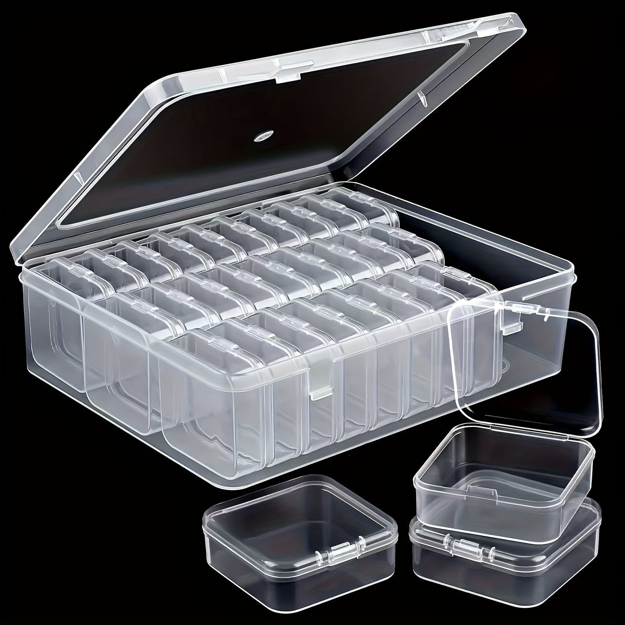 30-Piece Mini Bead Storage Set – Transparent Plastic Hinged Lid Containers for DIY Crafts, Jewelry Making, Beads, Findings & Handicraft Supplies | Christmas & Halloween Gift | Velora