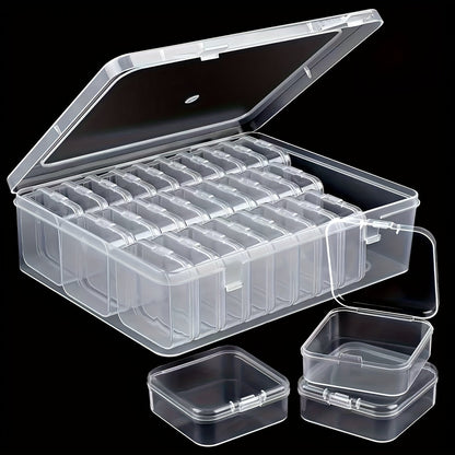 Bead Organizer Kit 30pcs Transparent Plastic Storage Boxes with Flip Lids for Jewelry Making, Beading, Craft Supplies, Small Parts & DIY Projects – Rectangular Stackable Containers