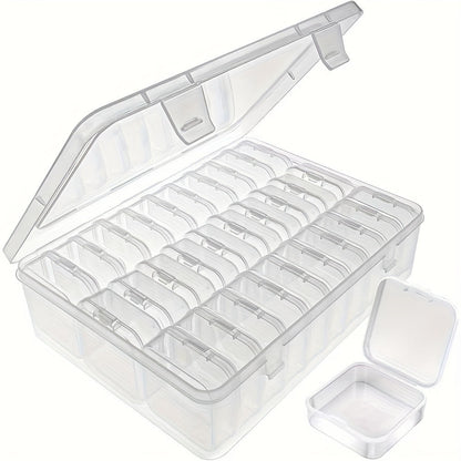 Bead Organizer Kit 30pcs Transparent Plastic Storage Boxes with Flip Lids for Jewelry Making, Beading, Craft Supplies, Small Parts & DIY Projects – Rectangular Stackable Containers