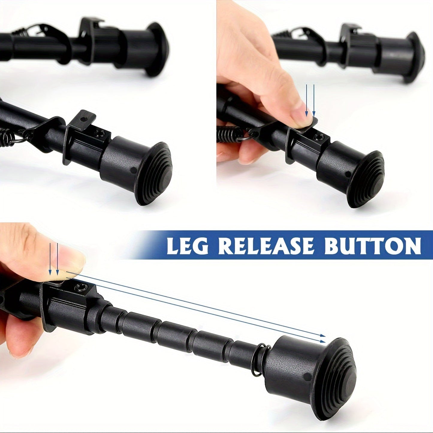Adjustable Rifle Bipod 6-9 Inch 5 Height Settings Quick Release Adapter Foldable Retractable Lightweight Aluminum Alloy M-LOK Mount Rubber Feet for Hunting Shooting Outdoor Sports