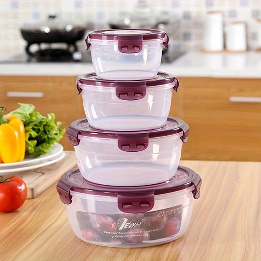 Airtight Refrigerator Food Storage Containers Set of 3 or 4 - Large Capacity Plastic Fridge Organizer Boxes for Fruit, Vegetables, Meat, Eggs, Leftovers - Stackable, BPA Free, Easy Clean, Fresh Keeper