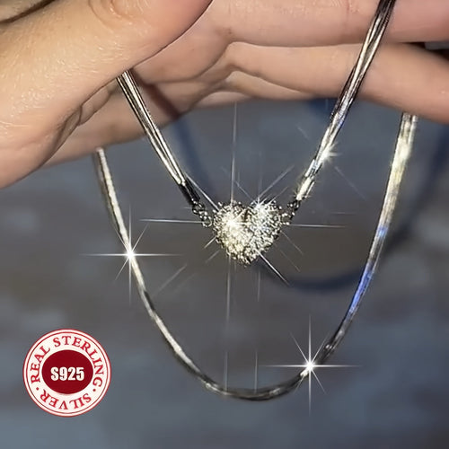 S925 Sterling Silver Three-Layer Heart Necklace for Women – Hypoallergenic Layered Heart Pendant with December Birthstone, Elegant Classic Jewelry for Valentine's Day, Weddings & Daily Wear, 40cm to 60cm