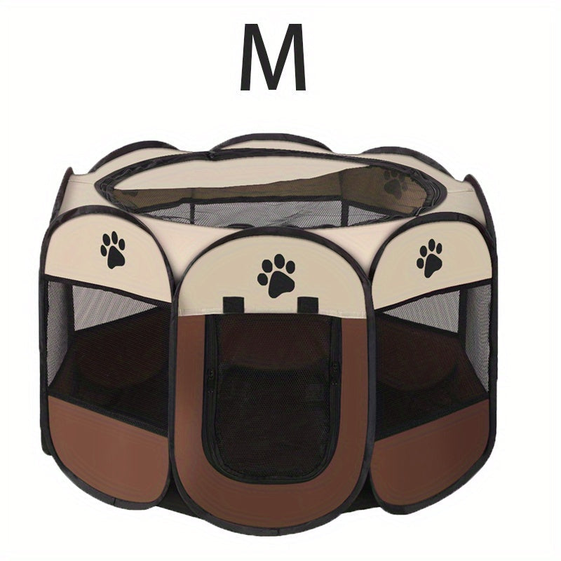 Portable Foldable Pet Playpen with Zipper Gate – 3 Sizes S/M/L Collapsible Mesh Enclosure for Cats, Dogs, Puppies & Kittens, Scratch-Resistant Indoor Outdoor Pet Fence Play Yard
