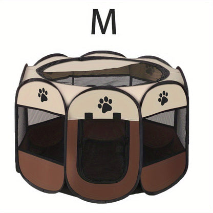 Portable Foldable Pet Playpen with Zipper Gate – 3 Sizes S/M/L Collapsible Mesh Enclosure for Cats, Dogs, Puppies & Kittens, Scratch-Resistant Indoor Outdoor Pet Fence Play Yard