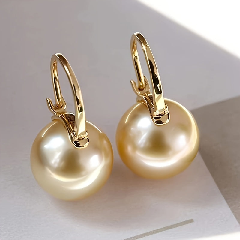 S925 Sterling Silver Pearl Drop Earrings for Women – Retro Elegant Round Design, Hypoallergenic, Lightweight, Perfect for Daily Wear, Parties & Gift Giving