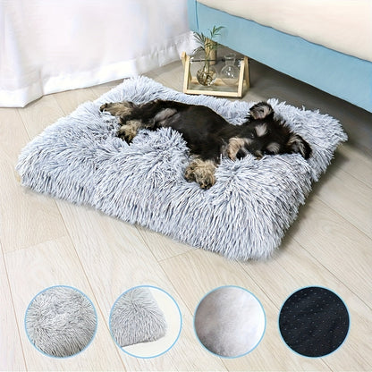 Oversized Plush Dog Bed Cat Pad Thick Warm Washable Polyester Pet Bedding Removable Cover All Breeds Sizes Comfortable Durable Pet Furniture Light Gray S L XL