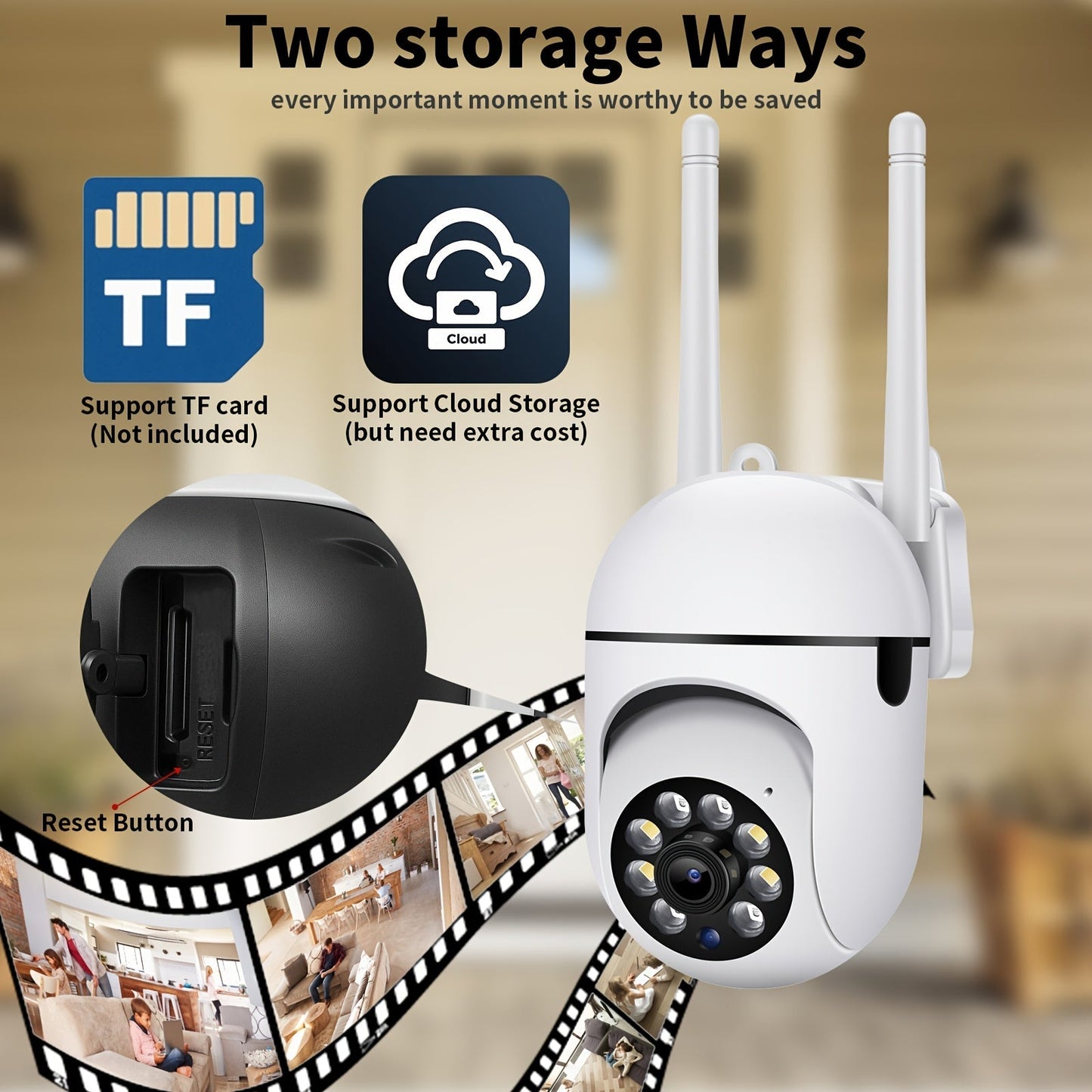 2-Pack 1080P PTZ Dome Security Cameras WiFi – AI Auto Tracking, Color Night Vision, 360° Rotation, Smart Motion Alarm for Indoor Outdoor Home Security Surveillance, Wireless IP Camera System