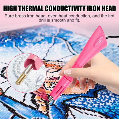 Hotfix Rhinestone Applicator Kit Complete Bedazzling Set with Wand 7 Tips Multi-Color Crystal Stones Tweezers Wax Pens & Storage Bag - DIY Bling Tool for Clothing Fabric Leather Crafts