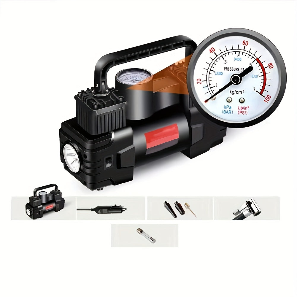 12V 150 PSI Portable Tire Inflator Air Compressor – Dual Cylinder Auto Air Pump with LED Digital Pressure Gauge, Auto Shutoff & LED Light for Car, SUV, Truck, Bicycle, Basketball & Inflatables