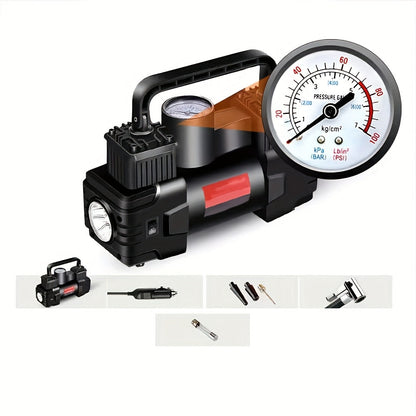 12V 150 PSI Portable Tire Inflator Air Compressor – Dual Cylinder Auto Air Pump with LED Digital Pressure Gauge, Auto Shutoff & LED Light for Car, SUV, Truck, Bicycle, Basketball & Inflatables