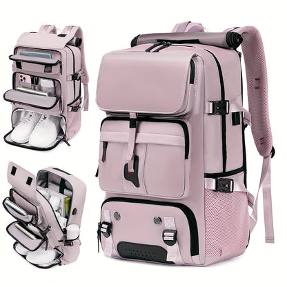 Large Laptop Backpack with Shoe Compartment – Multi-Functional Travel Backpack for Men & Women, Business, College & Carry-On Bag with USB Charging Port, Waterproof, Fits 15.6" Laptop