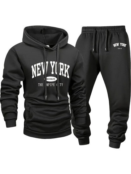 Men's 6-Piece Tracksuit Set Hoodie & Jogger Pants - City Print Street Style Sportswear for Jogging Outdoor Fitness Casual Wear S-XXL