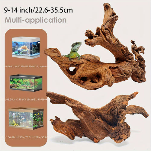 Natural Driftwood for Aquarium Decor & Reptile Terrarium – 2 Pieces 9 to 14 Inches Real Wood Branches for Fish Tank, Bearded Dragon, Lizard, Snake, Tree Frog, Turtle & Shrimp Habitat