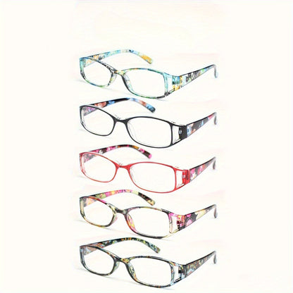 Women's Fashion Glasses 5 Pack – Small Frame Hollow Design, Trendy Graffiti Print, Lightweight Stylish Eyewear for Women & Teen Girls