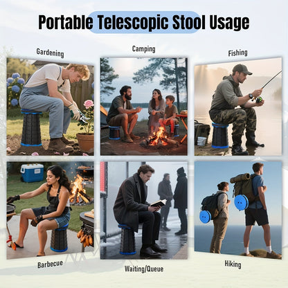 Portable Foldable Stool – Upgraded Thickened Collapsible Camping Seat for Fishing, Hiking, BBQ, Parties & Outdoor Activities – Lightweight Retractable Stool, Multiple Colors